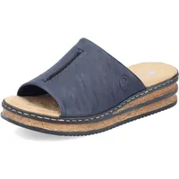 Rieker Damen Pantoletten 62905, Frauen Slipper,Slip-ons,Backless Slipper,Mules,Gartenschuhe,Sommerschuhe,sommerclogs,Slides,blau (14),38 EU