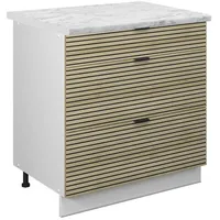 Vicco Schubladenunterschrank Fame-Line Weiß Eiche gefräst 80 cm mit