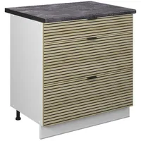 Vicco Schubladenunterschrank Fame-Line Weiß Eiche gefräst 80 cm mit