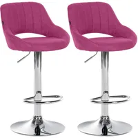 CLP 2er Set Barhocker Milet Stoff lila/Metall in Chromoptik