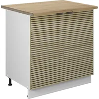 Vicco Spülenunterschrank Fame-Line Weiß Eiche gefräst 80 cm mit