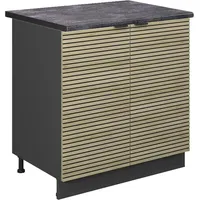 Vicco Spülenunterschrank Fame-Line Anthrazit Eiche gefräst 80 cm mit