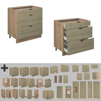 Vicco Küchenunterschrank Fame-Line, Eiche Paneel/Goldkraft Eiche, 80 cm mit