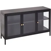 Beliani Sideboard mit Glastüren Newport Metall schwarz