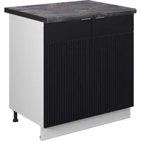 Vicco Spülenunterschrank Fame-Line Weiß Schwarz gestreift 80 cm mit
