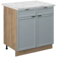 Vicco Küchenunterschrank Fame-Line Eiche Hellblau-Grau gerahmt 80 cm mit
