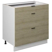 Vicco Schubladenunterschrank Fame-Line, Weiß Eiche gefräst 80 cm ohne