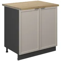 Vicco Spülenunterschrank Fame-Line, 80 cm, AP Eiche, GrauBeige/Anthrazit