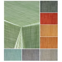 Laro Wachstuch-Tischdecke Wachstischdecke Gartentischdecke Leinenoptik, Muster:Leinenoptik Grün Meliert, Größe:90x100