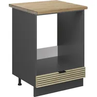 Vicco Herdumbauschrank Fame-Line Anthrazit Eiche gefräst 60 cm mit
