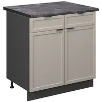 Vicco Küchenunterschrank Fame-Line Anthrazit Grau-Beige gerahmt 80 cm mit