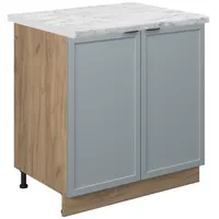 Vicco Spülenunterschrank Fame-Line Eiche Hellblau-Grau gerahmt 80 cm mit