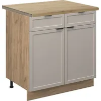 Vicco Schubunterschrank Fame-Line Eiche Grau-Beige gerahmt 80 cm mit