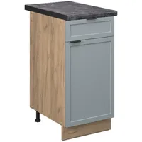 Vicco Küchenunterschrank Fame-Line Eiche Hellblau-Grau gerahmt 40 cm mit