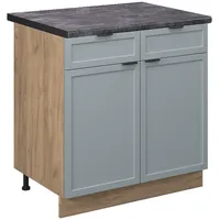 Vicco Küchenunterschrank Fame-Line Eiche Hellblau-Grau gerahmt 80 cm mit