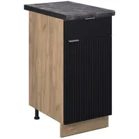 Vicco Küchenunterschrank Fame-Line Eiche Schwarz gestreift 40 cm mit