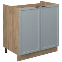 Vicco Spülenunterschrank Fame-Line Eiche Hellblau-Grau gerahmt 80 cm ohne