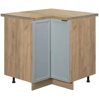 Vicco Eckunterschrank Fame-Line Eiche Hellblau-Grau gerahmt 87 cm mit