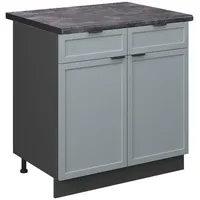 Vicco Regal, Küchenunterschrank, Fame-Line Anthrazit Hellblau-Grau gerahmt 80 cm