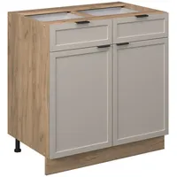 Vicco Schubunterschrank Fame-Line Eiche Grau-Beige gerahmt 80 cm ohne