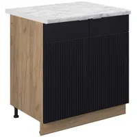 Vicco Spülenunterschrank Fame-Line Eiche Schwarz gestreift 80 cm mit