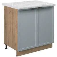 Vicco Spülenunterschrank Fame-Line Eiche Hellblau-Grau gerahmt 80 cm mit