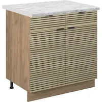 Vicco Schubunterschrank Fame-Line Eiche gefräst 80 cm mit Arbeitsplatte