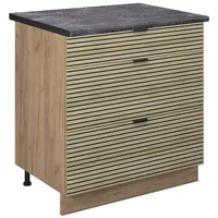 Vicco Schubladenunterschrank Fame-Line Eiche gefräst 80 cm mit Arbeitsplatte