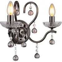 GLOBO Wandlampe Wandleuchte Wohnzimmerleuchte Glaskristalle rauchfarben 2 Flammig E14