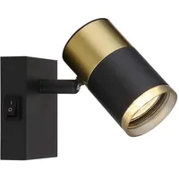GLOBO Wandleuchte Wandlampe Metall Schwarz-Kupfer Wippschalter Schlafzimmerlampe