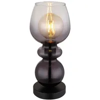 GLOBO Tischleuchte Beistellleuchte Schlafzimmerlampe E27 Rauchglas schwarz Wohnzimmer