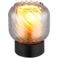 GLOBO Tischleuchte Beistellleuchte Nachttischlampe Rauchglas schwarz Metall opal E27