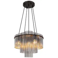 GLOBO Kronleuchter Glasstäbe rauch klar Esszimmerleuchte Luster Wohnzimmerlampe Rauchglas,