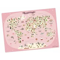 Cover-your-desk Tischsetmacher Tischset für Kinder Weltkarte in rosa mit