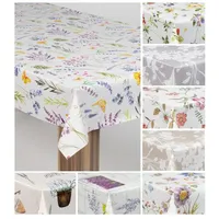 Laro Wachstuch-Tischdecke Wachstischdecke Gartentischdecke, Muster:Blumenflügel Bunt Weiß, Größe:90x120