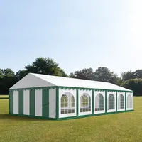 TOOLPORT PRO 6x12m Partyzelt PVC-Plane, grün-weiß mit Bodenrahmen -