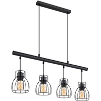 GLOBO lighting MINA Hängeleuchte 4-Flammig, Käfig-Design, schwarz, L 77