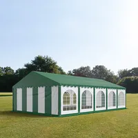 TOOLPORT PRO 5x10m Partyzelt, PVC-Plane, grün-weiß, mit Bodenrahmen -