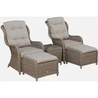 Sweeek Set mit 2 Relax-Sesseln aus abgerundetem Polyrattan und