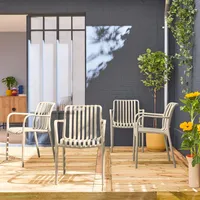 Sweeek 4er-Set Gartensessel aus Kunststoff, stapelbar, lineares Design -