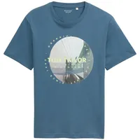 Tom Tailor Herren T-Shirt mit Foto-Print, blau, Uni, Gr.