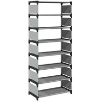 VidaXL Schuhregal 8 Ebenen Grau 54x28x124 cm Vliesstoff