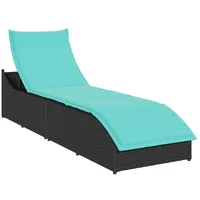 VidaXL Klappliege mit Auflage und Stauraum Schwarz Poly-Rattan