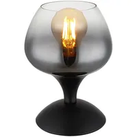 GLOBO Schlafzimmerleuchte Tischlampe Beistellleuchte Rauchglas schwarz-matt h 20,5 cm