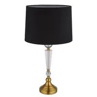 GLOBO Tischleuchte Beistelllampe Nachttischlampe Textil Messing Kristalle H 66