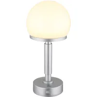 GLOBO Tischleuchte Pilz silber Tischlampe Touchdimmer Akku Beistellleuchte Pilzleuchte,