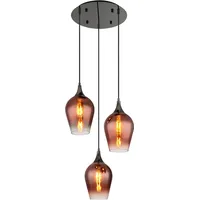 GLOBO LAVUS 3-flg. rot 60 cm Glas Metall