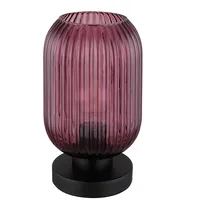 GLOBO Tischlampe Glas Tischleuchte lila Wohnzimmerlampe Vintage Nachttischlampe, Metall