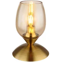 GLOBO Tischlampe Nachttischlampe Tischleuchte messing Touch Wohnzimmerlampe Glas amber