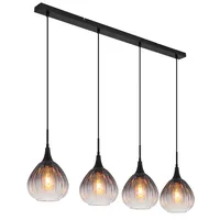 GLOBO Hängelampe Pendelleuchte Esstischlampe Rauchglas 4 flammig Wohnzimmerlampe 120cm